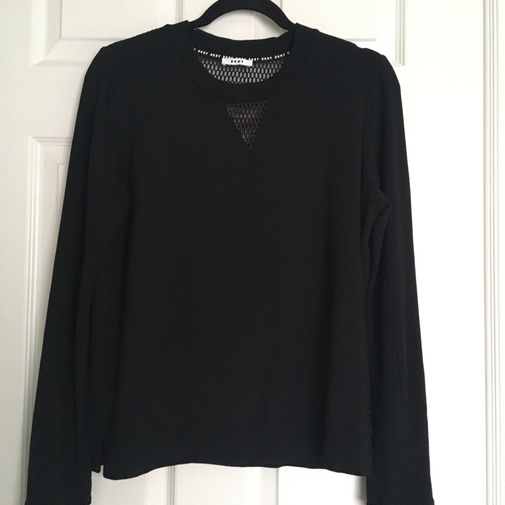 DKNY Women’s Mesh- Trim Sweatshirt  Black Small